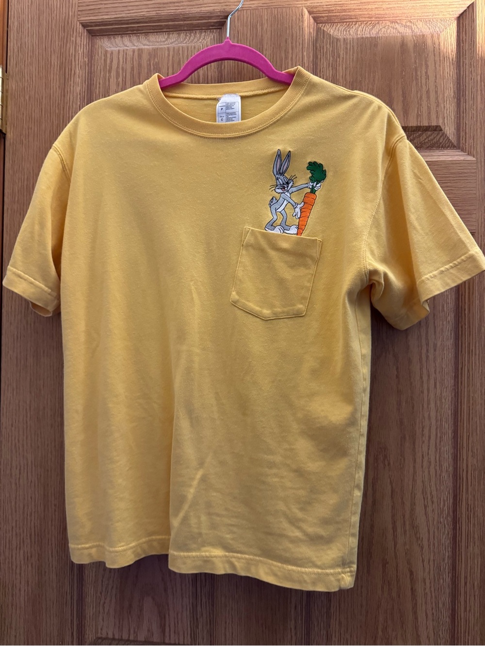Warner Bros. Vintage 90’s Yellow Short-Sleeve Tee with Bugs Bunny Pocket Graphic